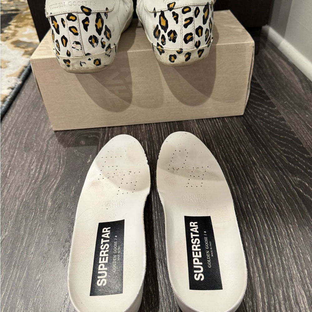 White and Leopard Print Women's Sneakers - Picture 4 of 4
